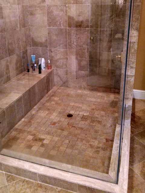 Travertine shower tray